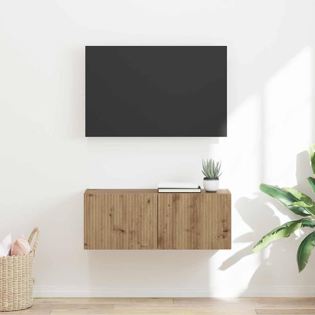 Dulap TV de perete Pe perete Stejar artizanal 60 x 31 x 29.5 cm — imaginea 2