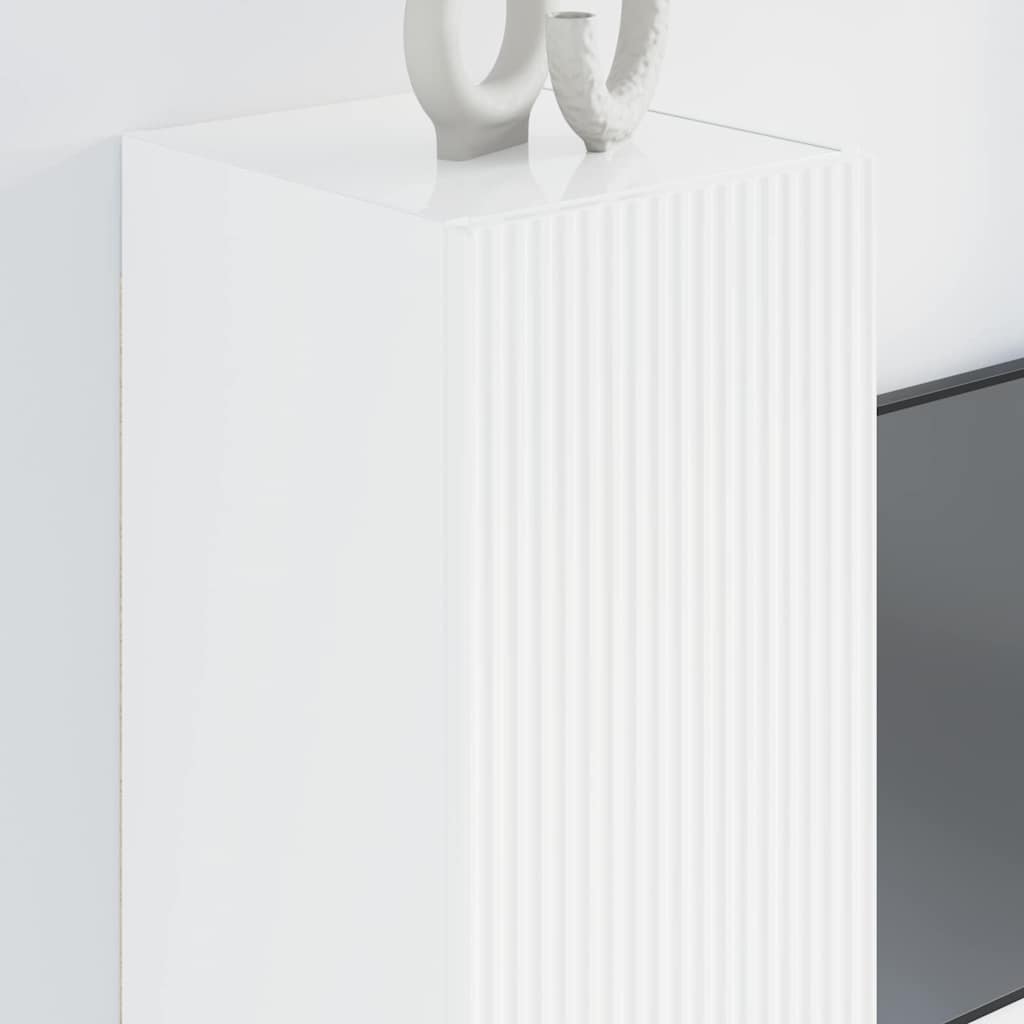 Dulap TV de perete Alb Lucios 30 x 31 x 80 cm Lemn compozit — imaginea 5