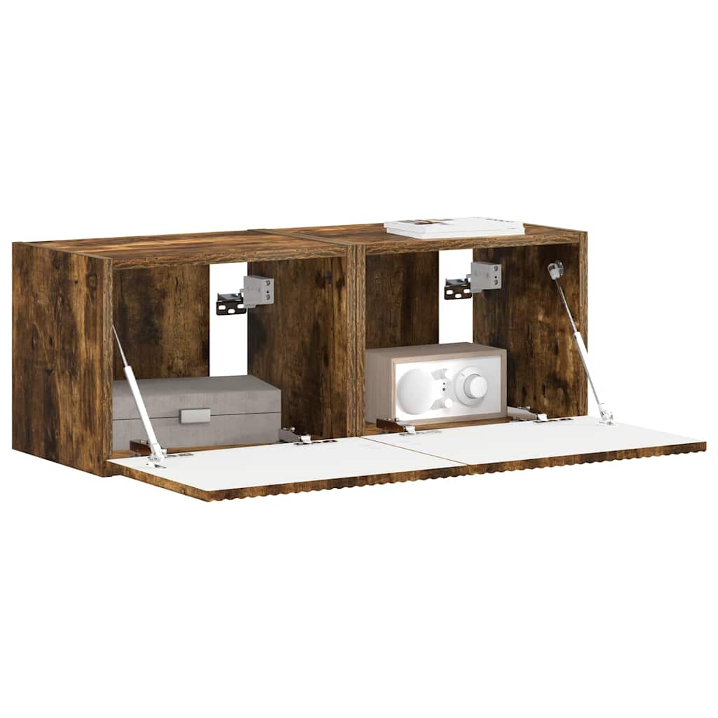 Dulap TV de perete 2 pcs Stejar fumuriu 60 x 31 x 29.5 cm — imaginea 4