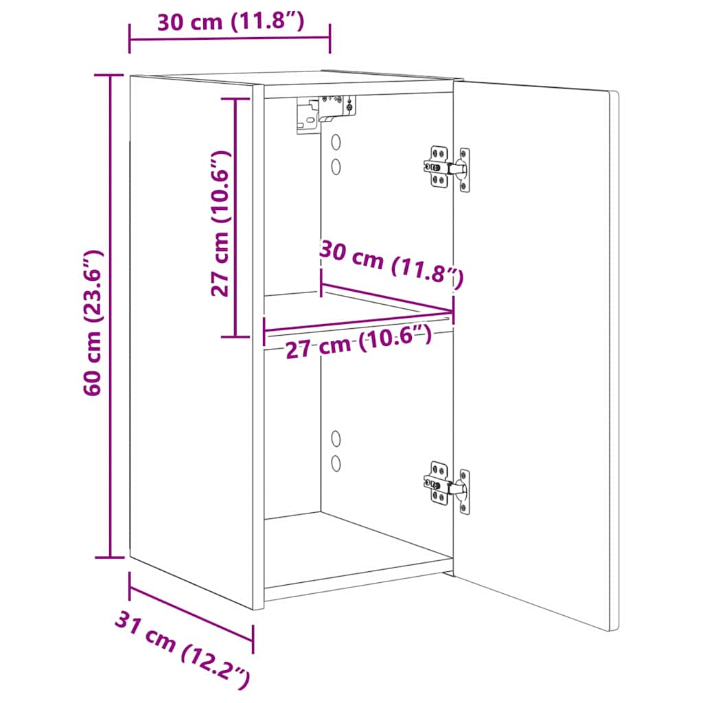 Dulap TV de perete 2 pcs Stejar artizanal 30 x 31 x 60 cm — imaginea 13