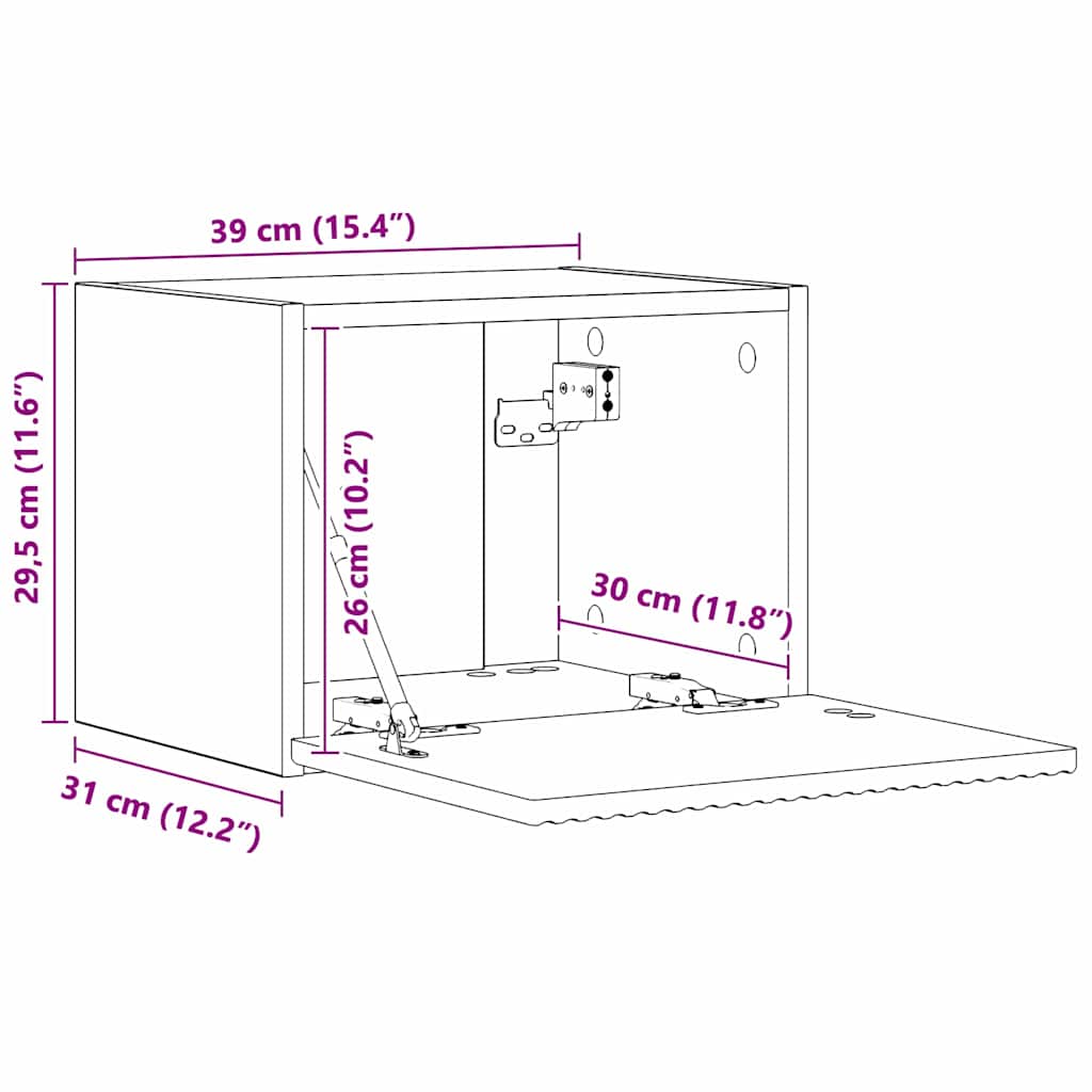 Dulap TV de perete Sonoma 60 x 31 x 29.5 cm Lemn compozit — imaginea 13