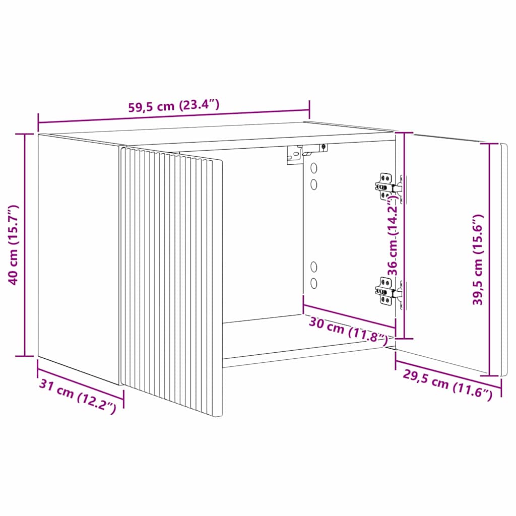 Dulap TV de perete Pe perete Stejar fumuriu 59,5 x 31 x 40 cm — imaginea 12