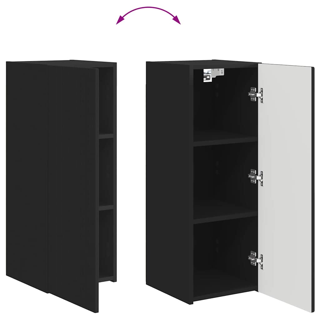 Dulap TV de perete Negru 30 x 31 x 80 cm Lemn compozit — imaginea 13