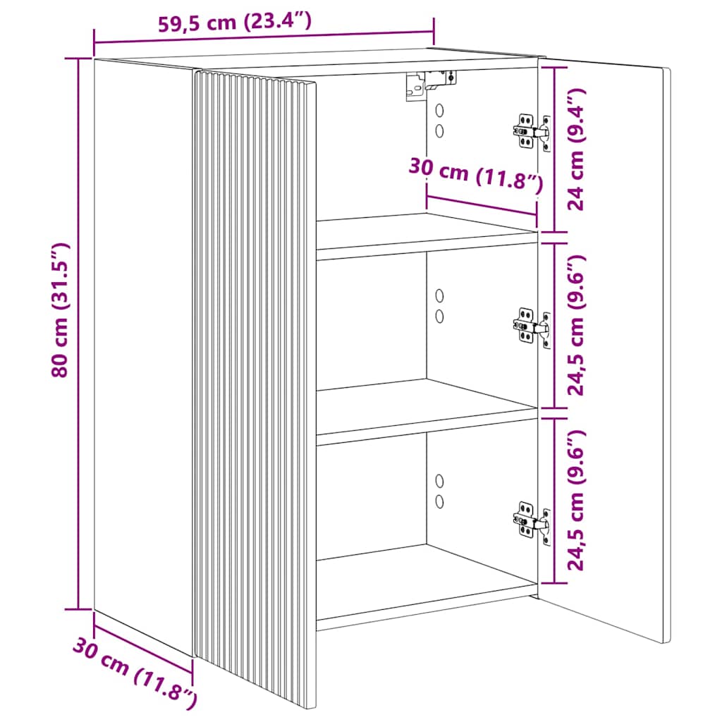 Dulap TV de perete Alb 59,5 x 31 x 80 cm Lemn compozit — imaginea 13