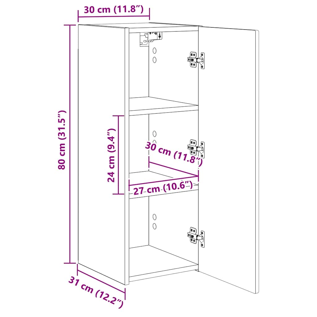 Dulap TV de perete 2 pcs Negru 30 x 31 x 80 cm Lemn compozit — imaginea 13