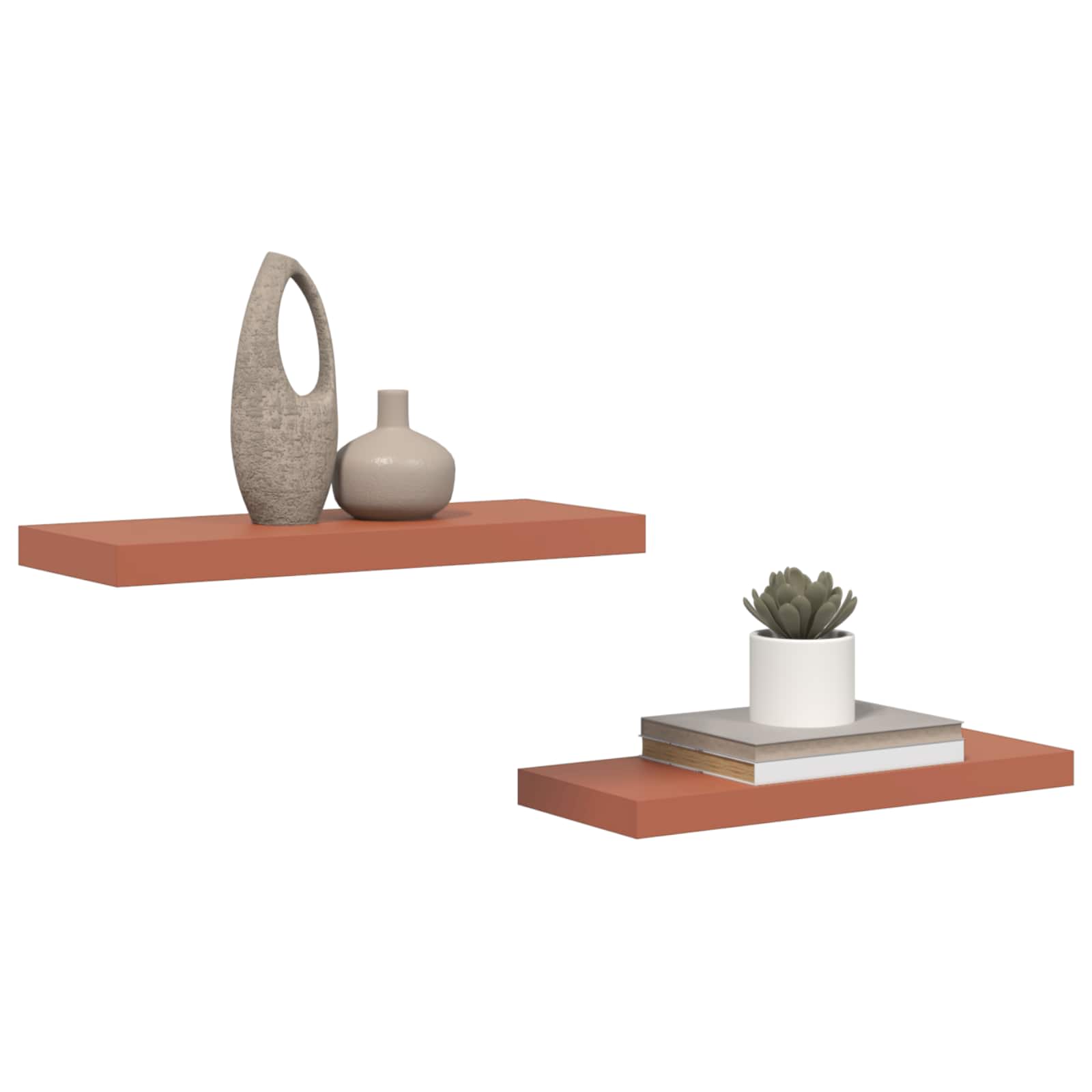 Raft de perete 2 pcs Rosu 50 x 23 x 4 cm Lemn compozit — imaginea 3