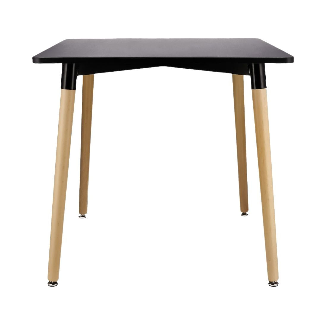 Masa patrata Jumi, 80x80 cm, blat MDF negru, picioare lemn, stil scandinav — imaginea 4