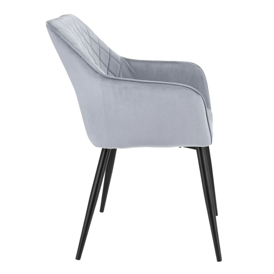 Scaun tapitat din catifea gri, APIS, cu picioare metalice – design modern, confortabil, brand Jumi — imaginea 2