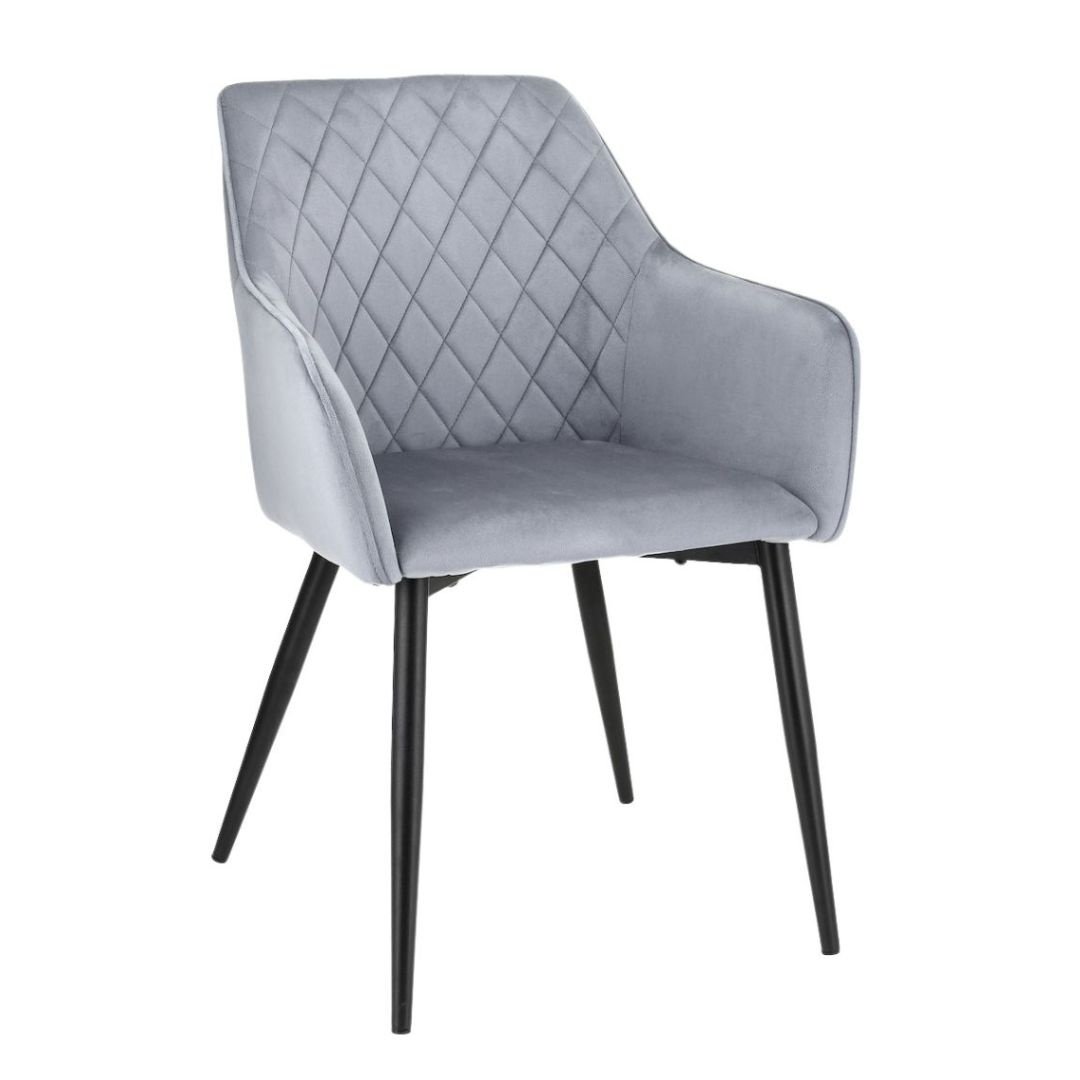 Scaun tapitat din catifea gri, APIS, cu picioare metalice – design modern, confortabil, brand Jumi — imaginea 5