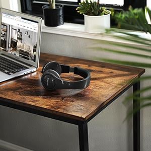 Birou de colt in forma de L, cadru din otel, 149x149x75cm, industrial, maro rustic si negru — imaginea 3