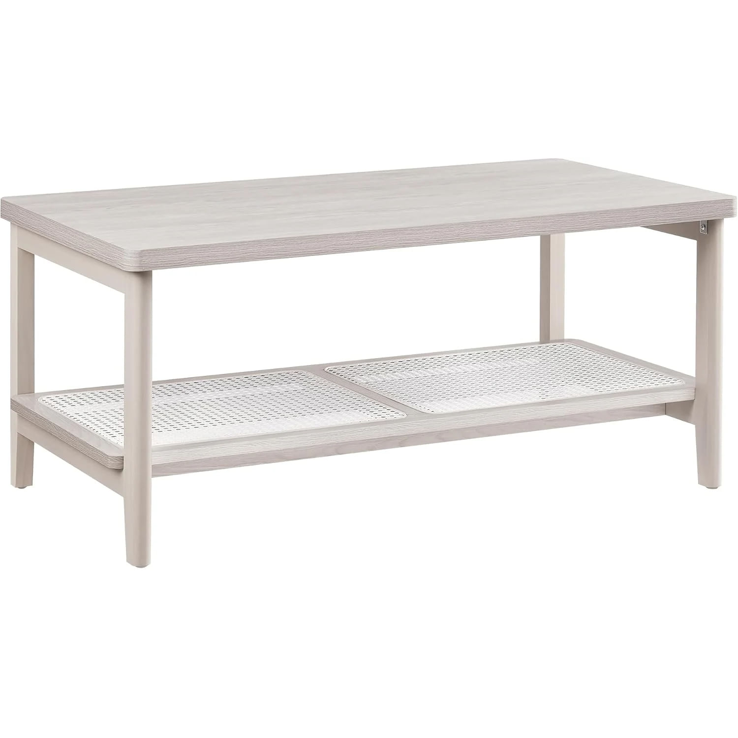 Masuta de cafea, din MDF, cu spatiu de depozitare pe 2 nivele, 55x100x45 cm, stil boho, bej — imaginea 4