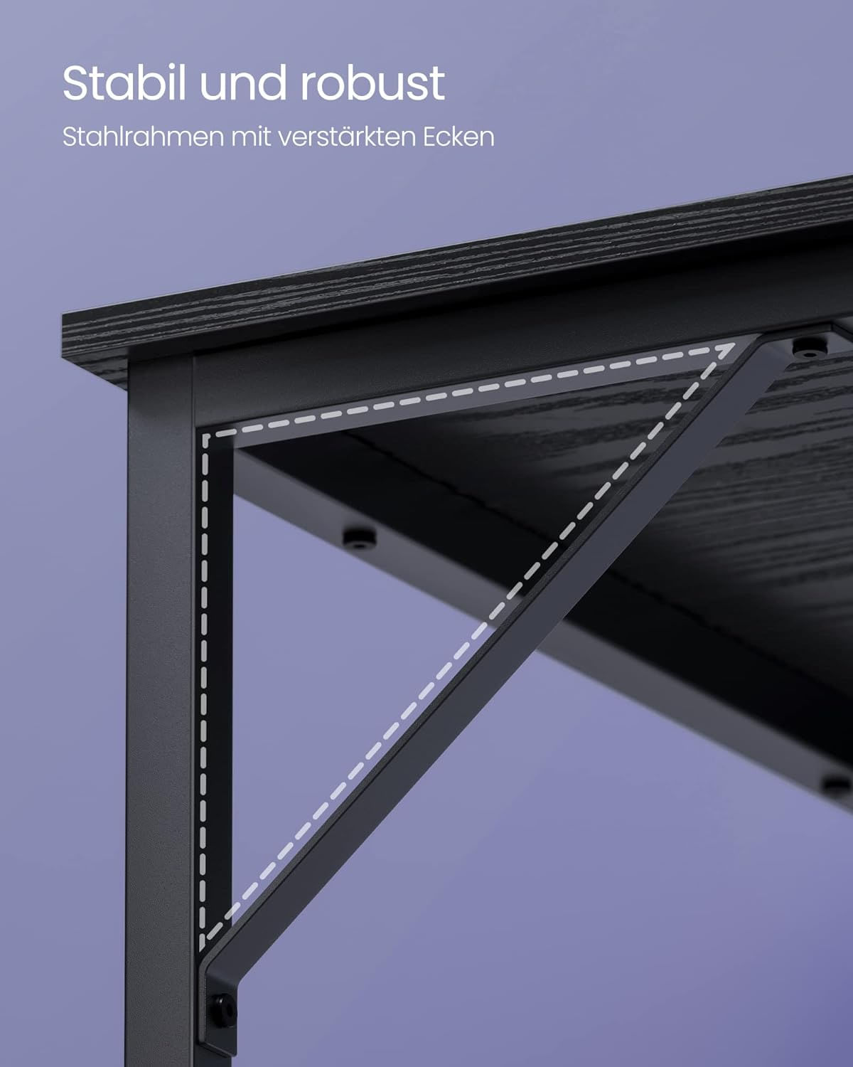 Birou cu cadru din otel, 60x120x75cm, industrial, negru — imaginea 2