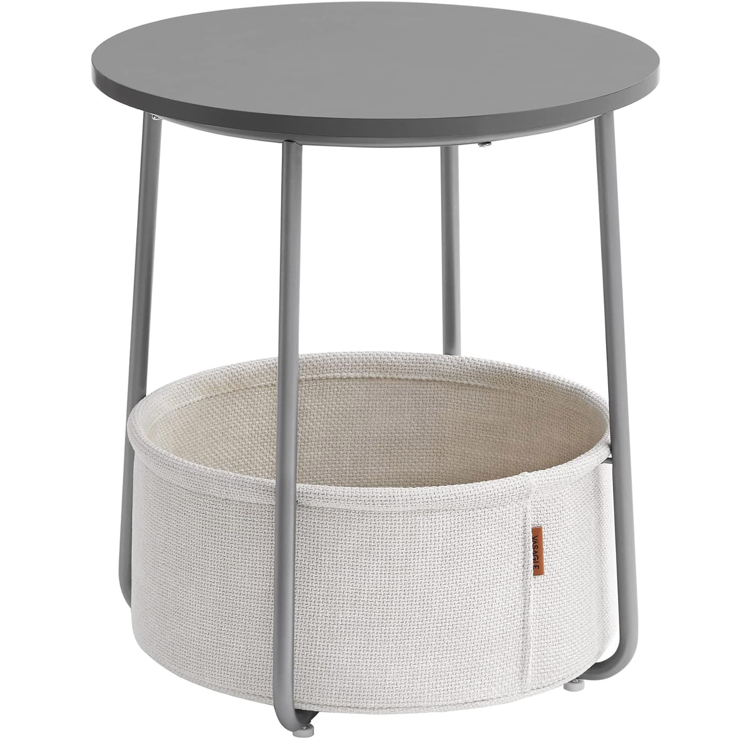 Masuta de cafea rotunda cu cos de stofa, stil modern, 45x50cm, gri — imaginea 3