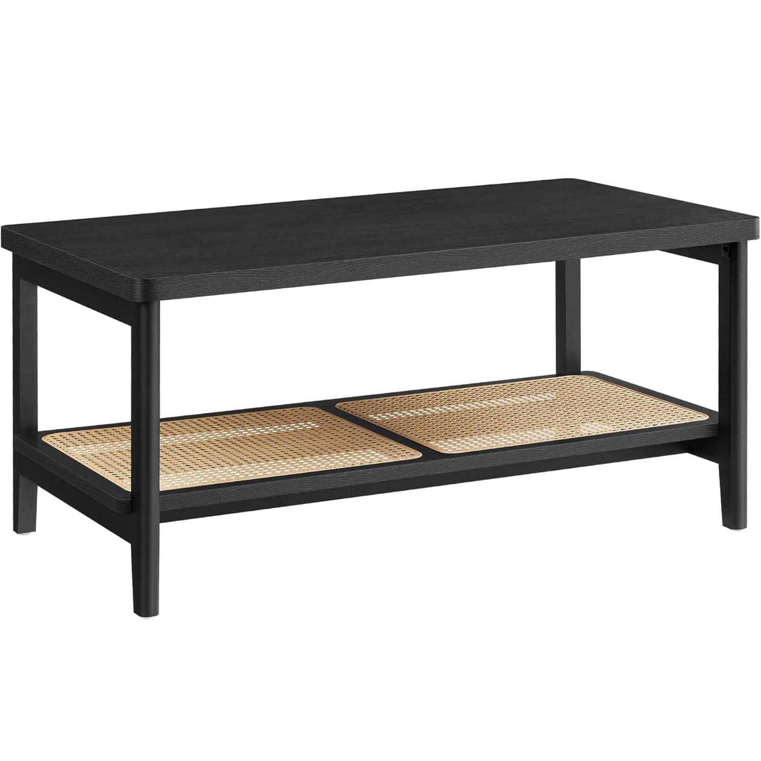Masuta de cafea, din MDF, cu spatiu de depozitare pe 2 nivele, 55x100x45 cm, negru — imaginea 3