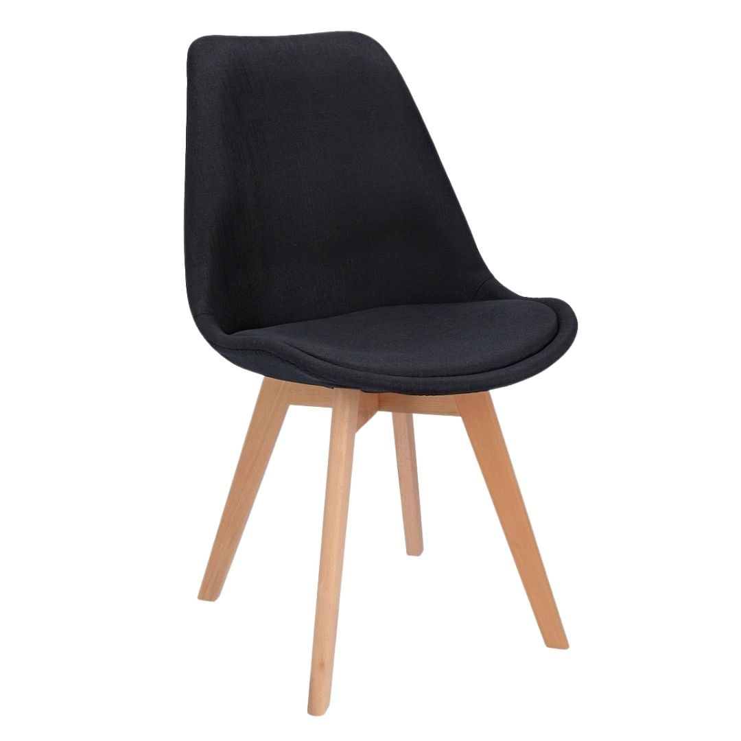 Scaun dining tapitat, ALTA, Jumi, din tesatura neagra si picioare lemn de fag — imaginea 7