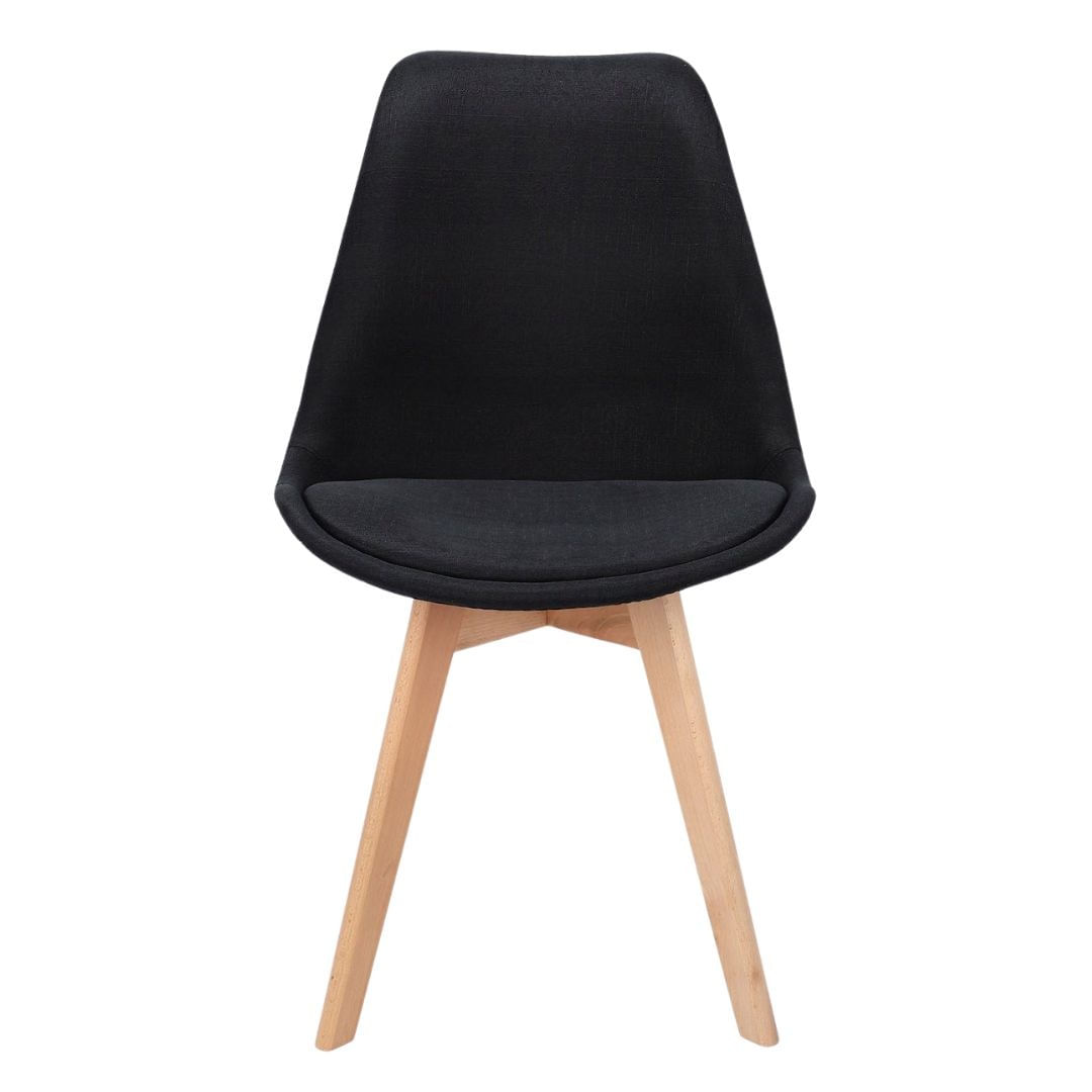 Scaun dining tapitat, ALTA, Jumi, din tesatura neagra si picioare lemn de fag — imaginea 8