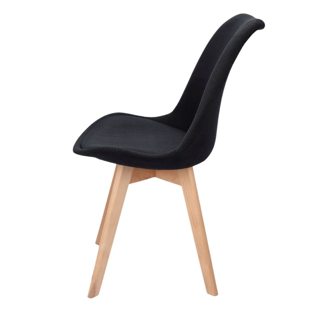 Scaun dining tapitat, ALTA, Jumi, din tesatura neagra si picioare lemn de fag — imaginea 9