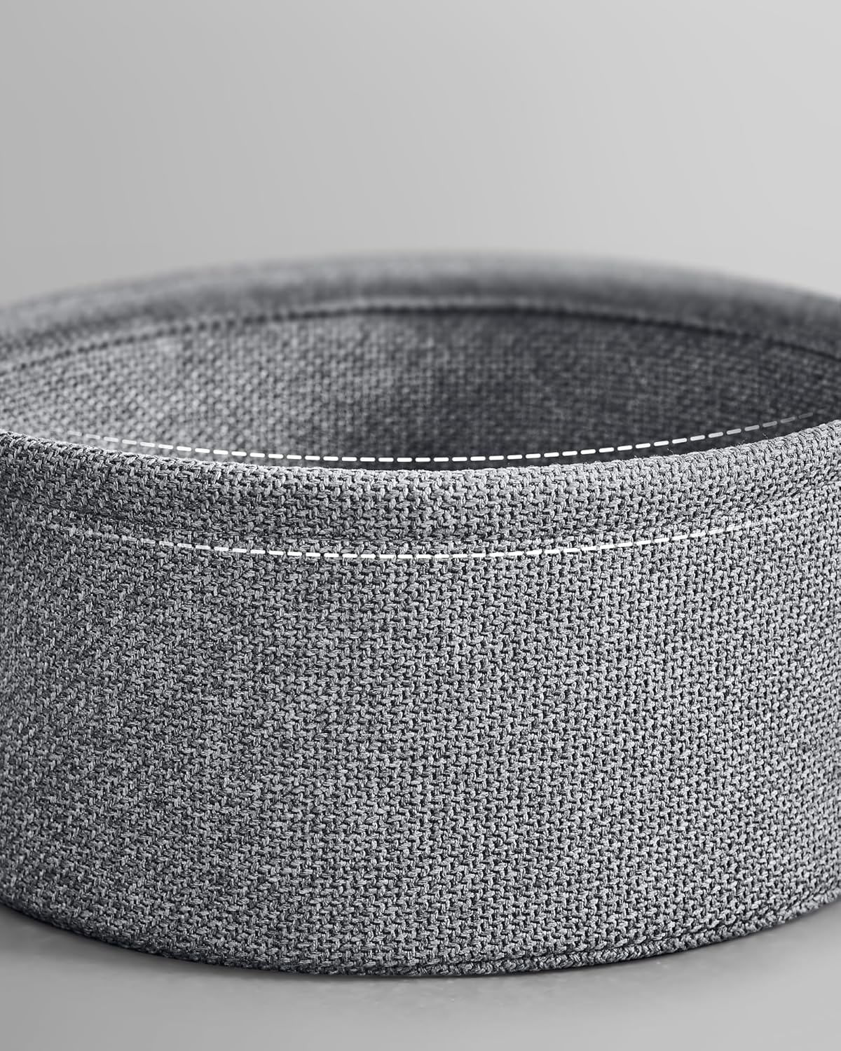 Masuta de cafea rotunda cu cos de stofa, stil modern, 45x75cm, negru cu gri — imaginea 5