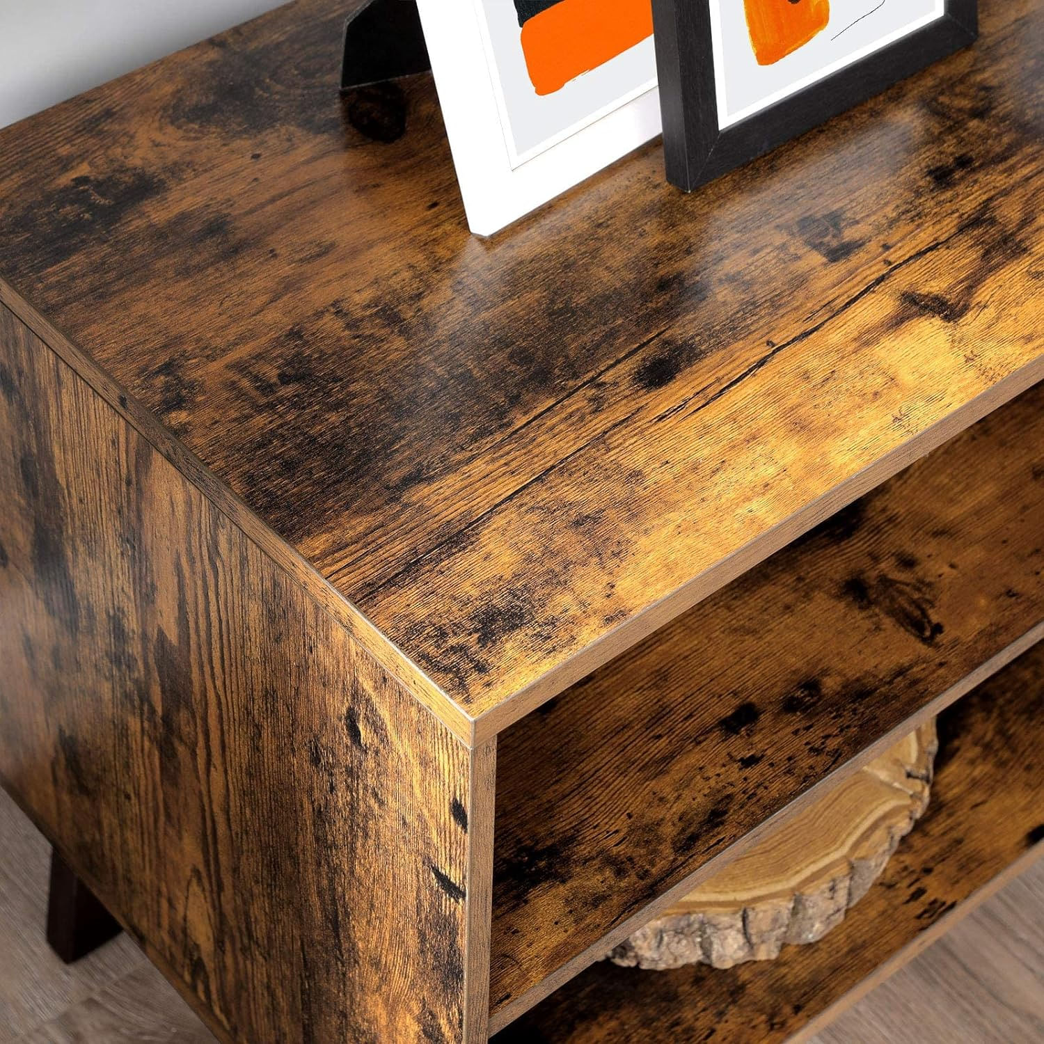 Comoda pentru TV, cu 2 usi si 2 rafturi deschise, 40x140x50cm, maro rustic — imaginea 8