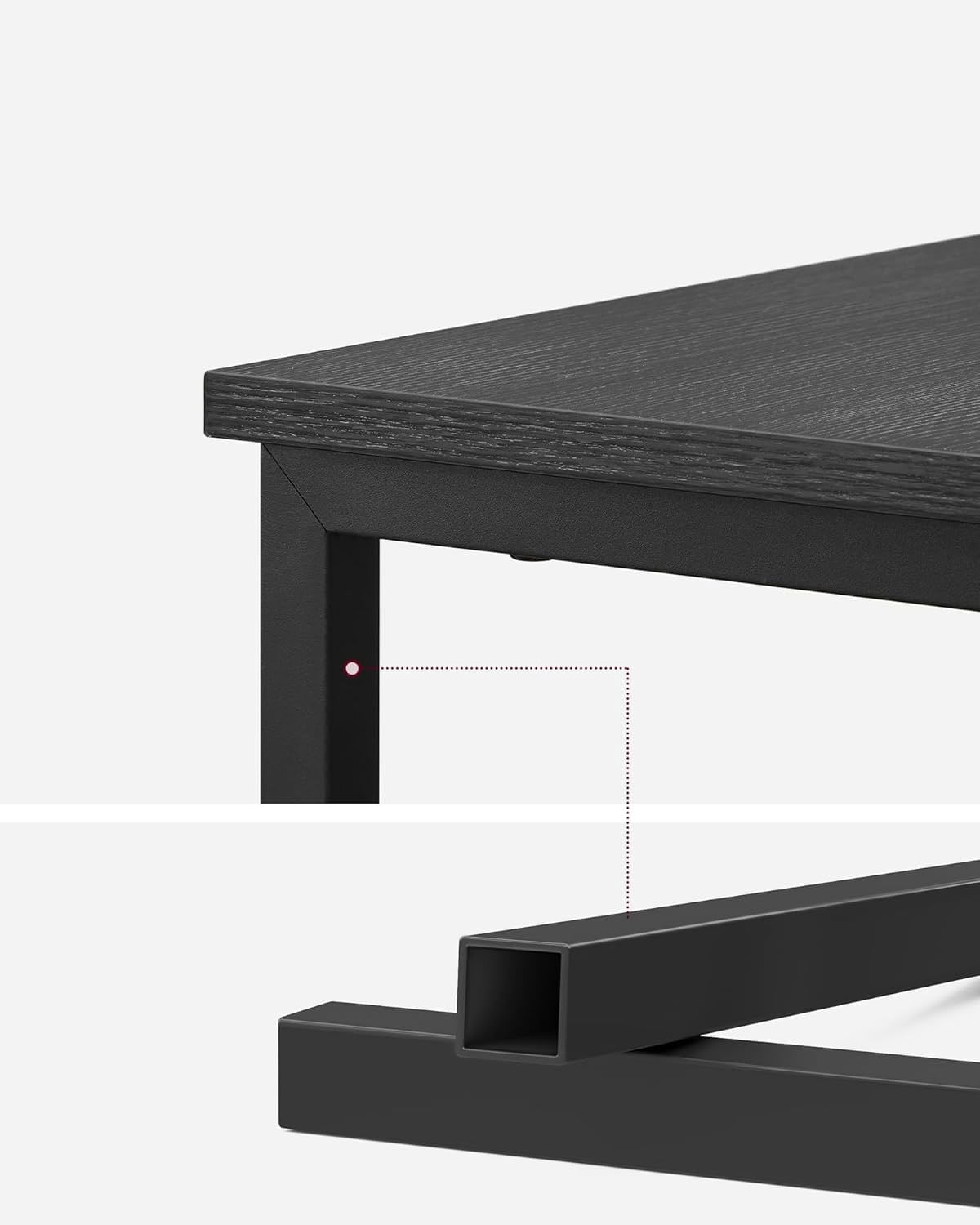 Noptiera 60x35x61 cm, cu 2 sertare, rafturi si priza incorporata, PAL si otel, gri antracit si negru — imaginea 3