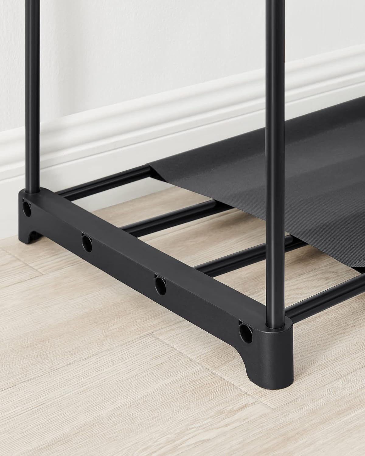 Dulap de haine portabil, cu 3 bare de agatat si rafturi, 138x43x182 cm, negru — imaginea 3