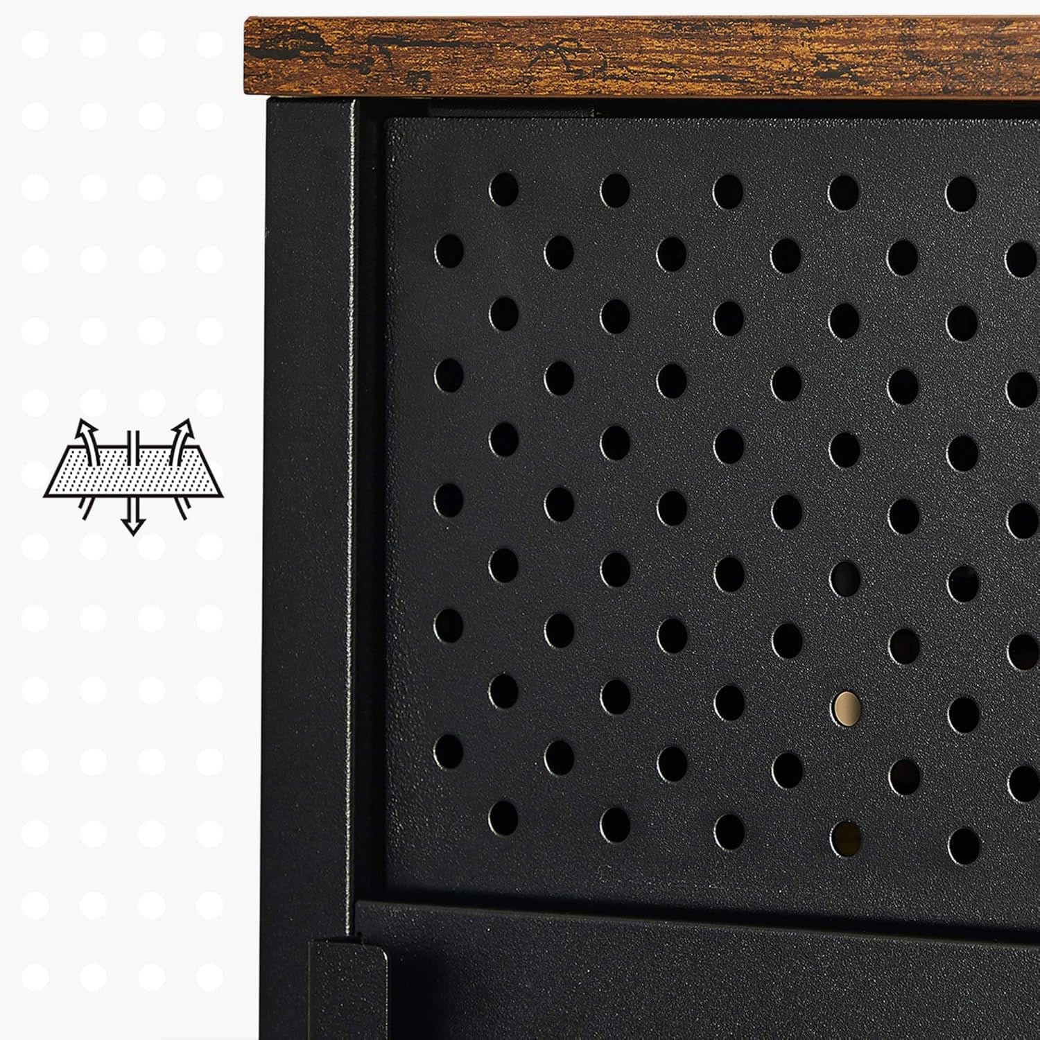 Comoda TV 120x40x55 cm, 3 rafturi reglabile, 2 usi, stil vintage, PAL si otel, maro-negru mat — imaginea 8
