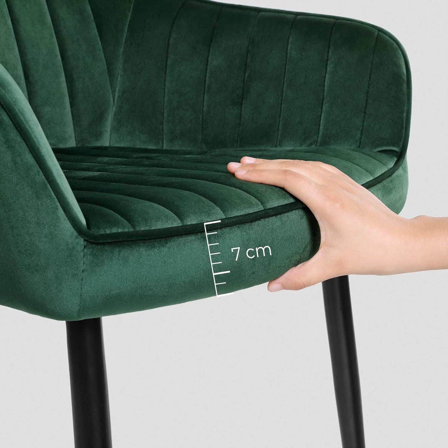 Scaun living tapitat din catifea cu cotiere, sarcina 120 kg, 63x60x85 cm, verde — imaginea 8