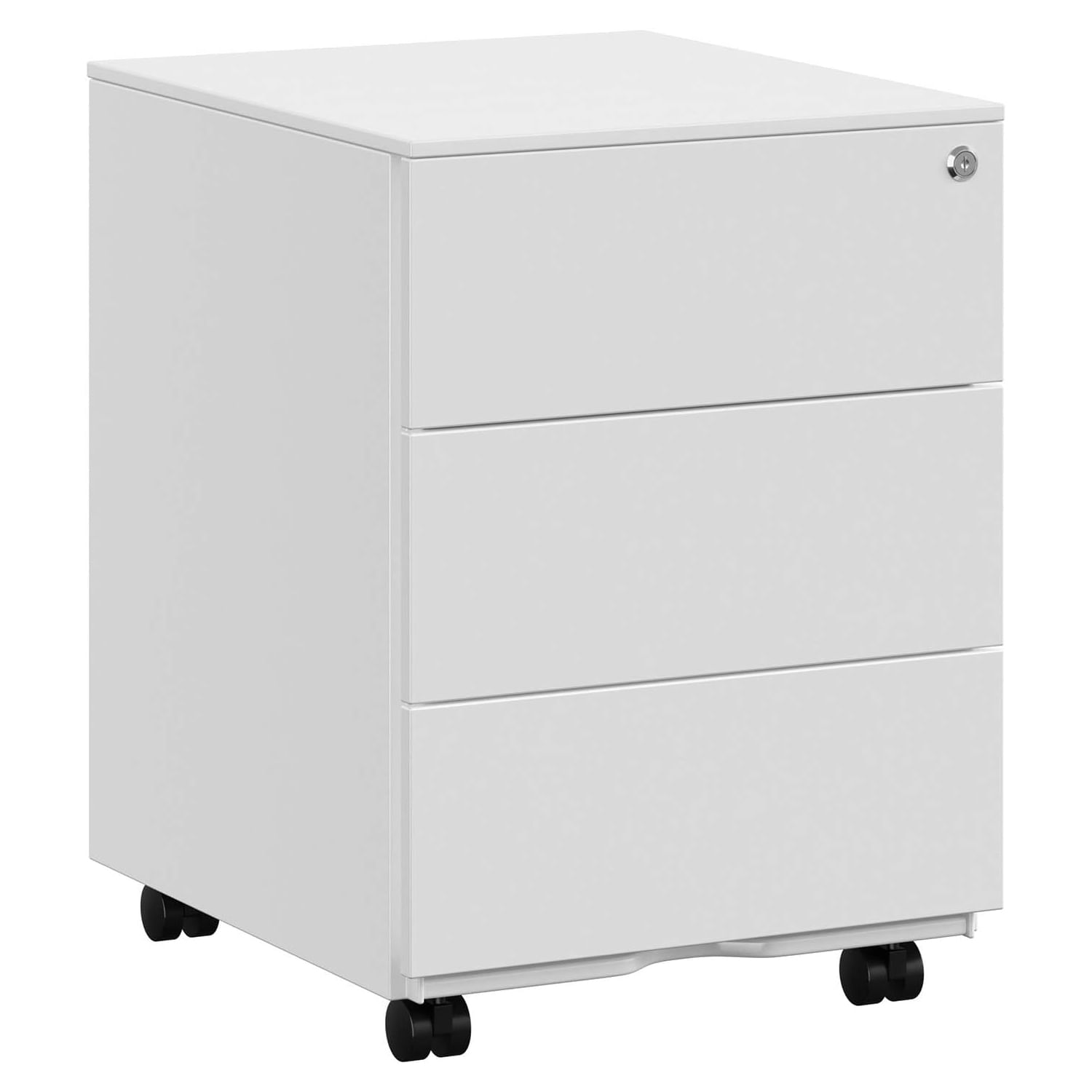 Dulap mobil rollbox pentru birouri, 3 sertare pentru documente, corp pre-asamblat, 45x39x54 cm, alb — imaginea 2
