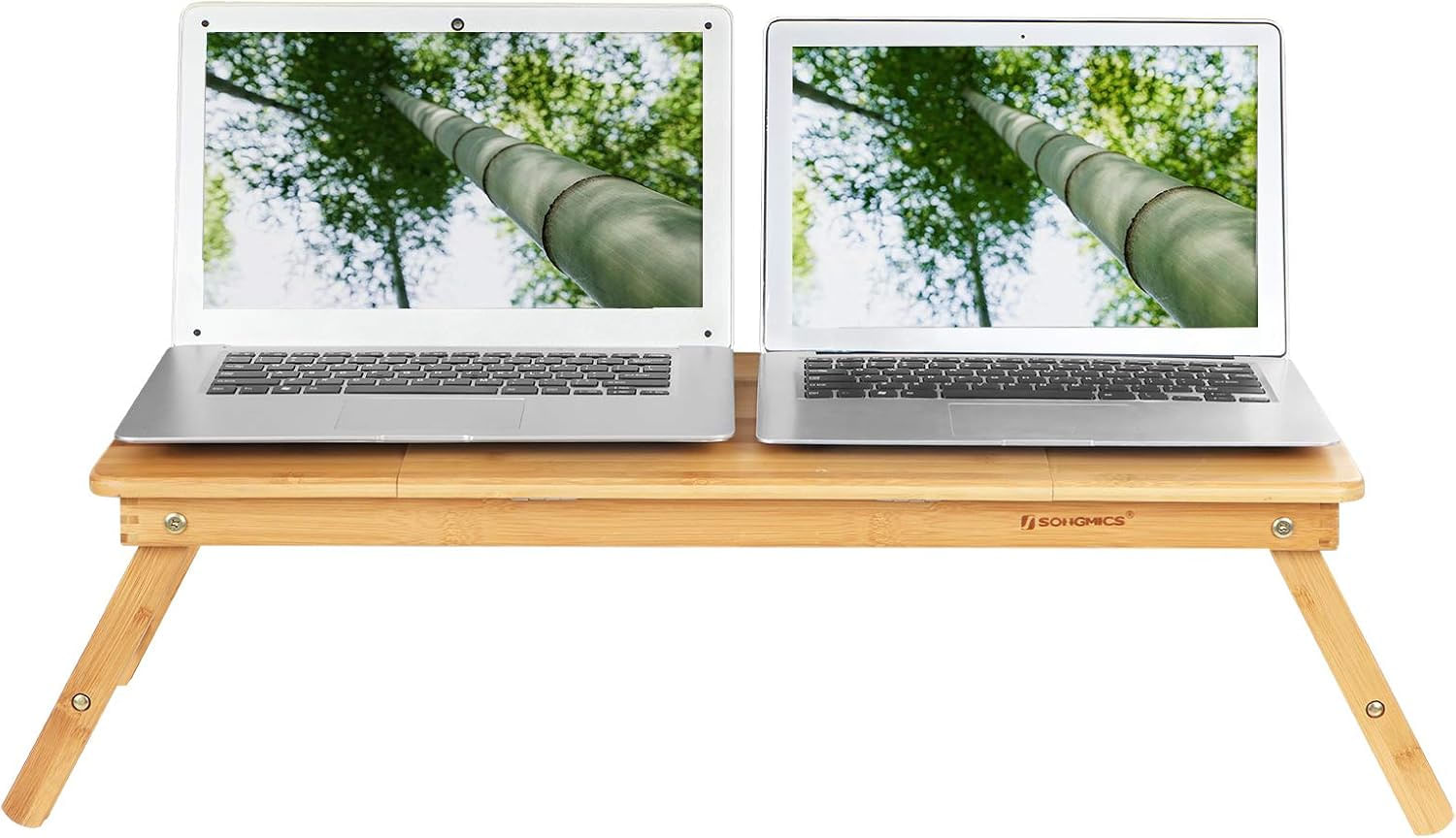 Masa pliabila laptop, din bambus, cu ventilatie si picioare ajustabile, 72x35x29 cm, natur — imaginea 3