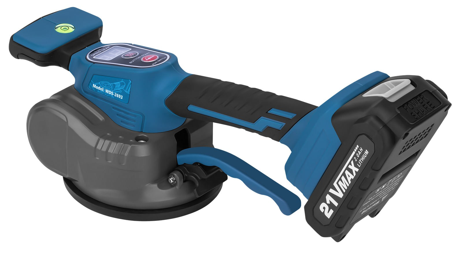 Ventuza vibratoare cu baterie, 130 mm, 21V, 2x baterii 2Ah, 80 kg adsorbtie, WDS2693 — imaginea 3