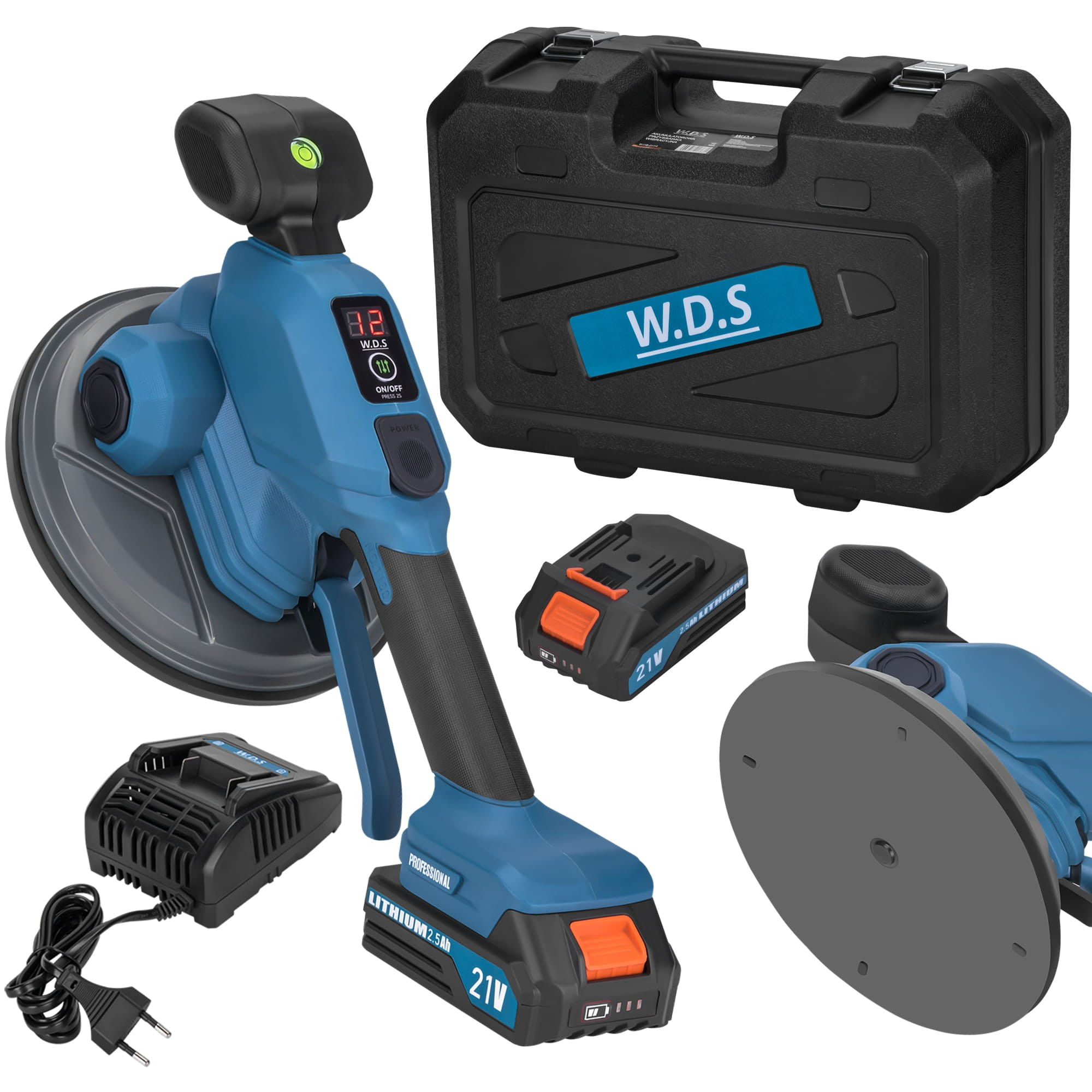 Ventuza vibratoare cu baterie, 190 mm, 21V, 2x baterii 2Ah, 80 kg adsorbtie, WDS2694 — imaginea 9