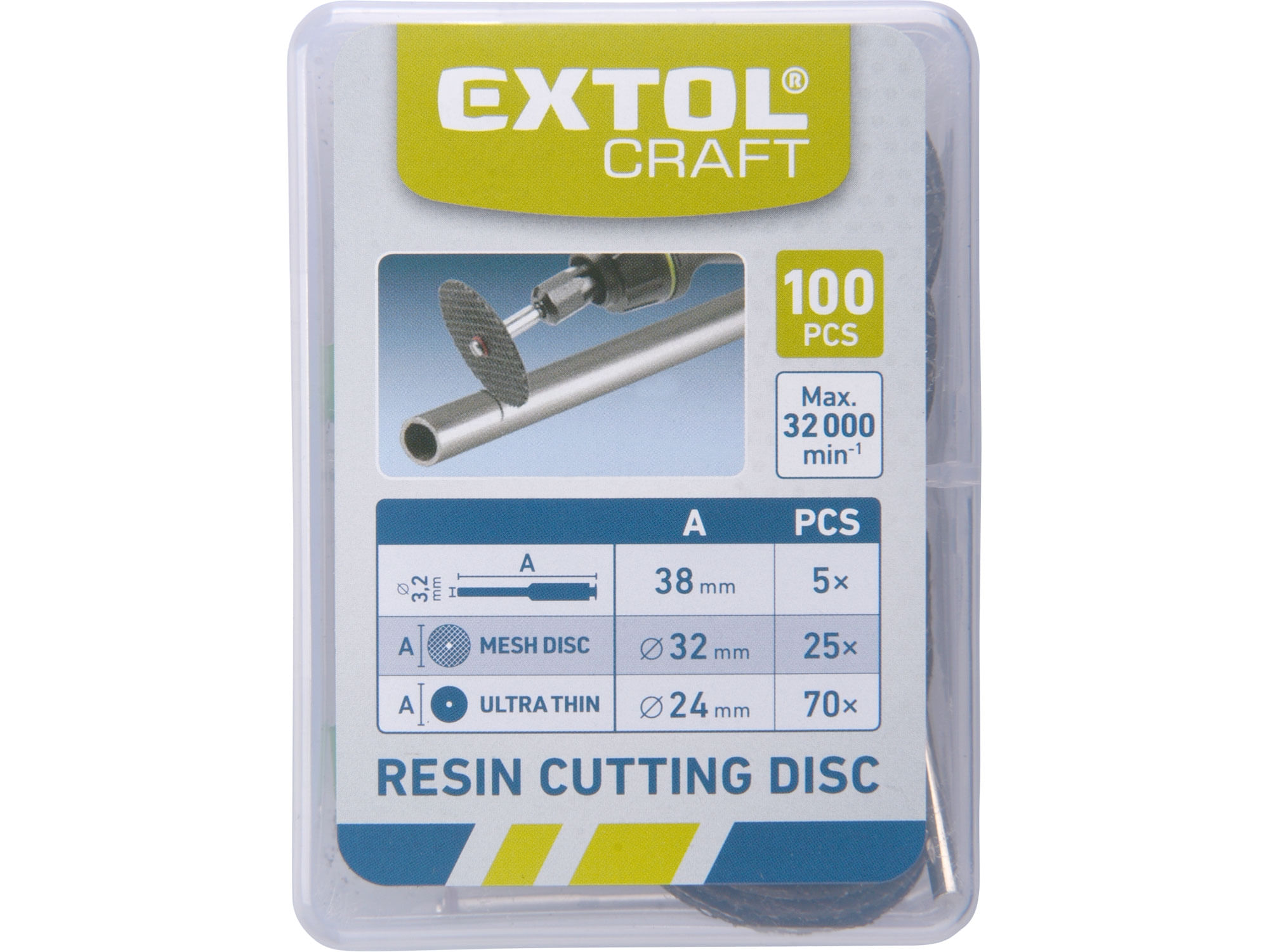 Discuri taiere 100 pcs, EXTOL CRAFT, 903762, Max. 32 000/min., ⌀24mm-70x