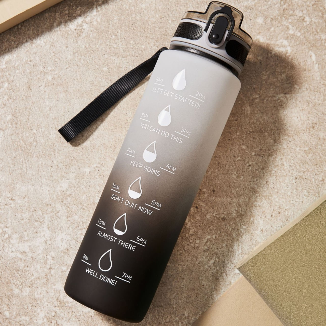 Sticla apa AMBITION Gym, 1L, mesaje motivationale, plastic - imagine 3