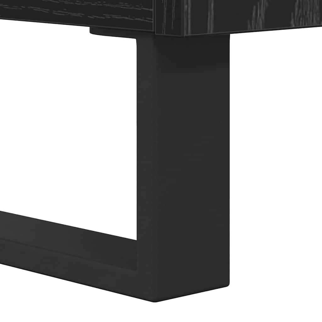 Bufet 2 pcs Stejar Negru Lemn Stratificat si Sticla — imaginea 12