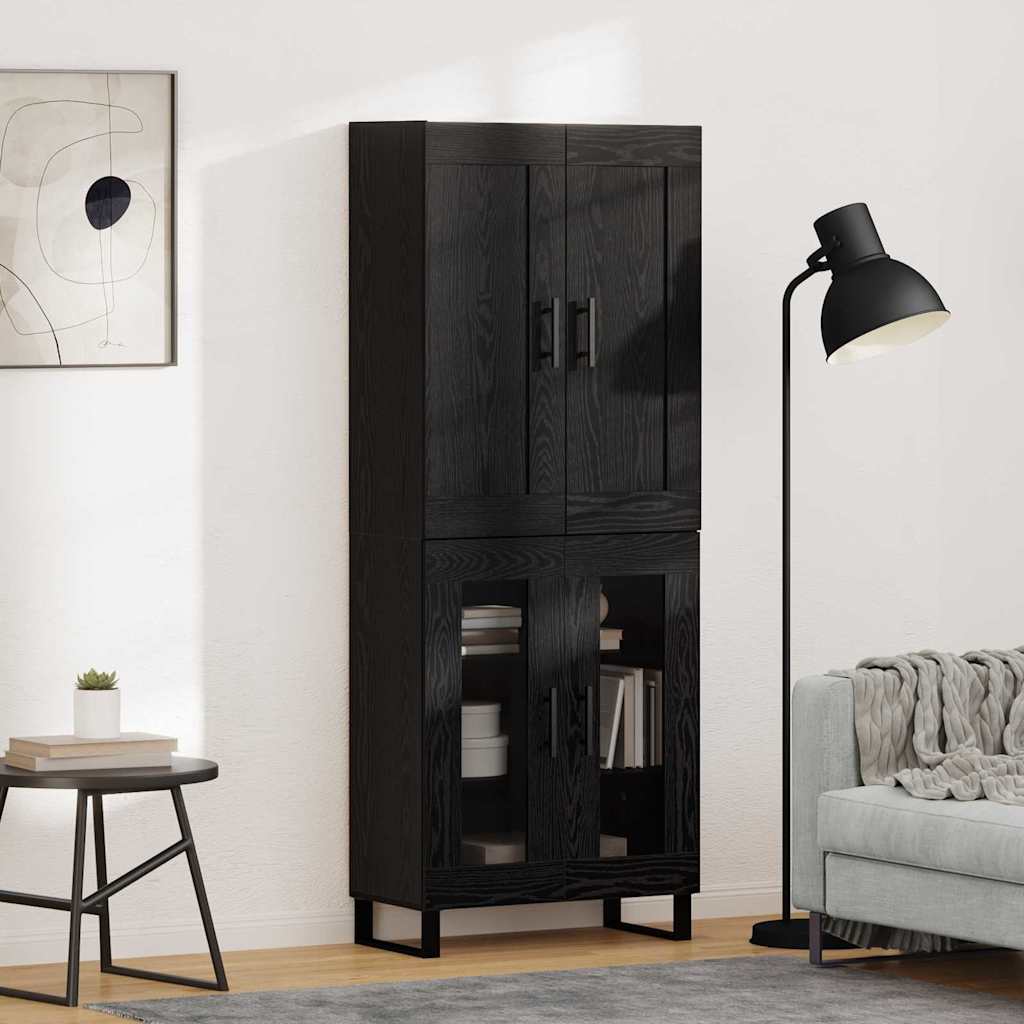 Bufet Stejar Negru 69,5 x 34 x 180 cm Lemn compozit — imaginea 2