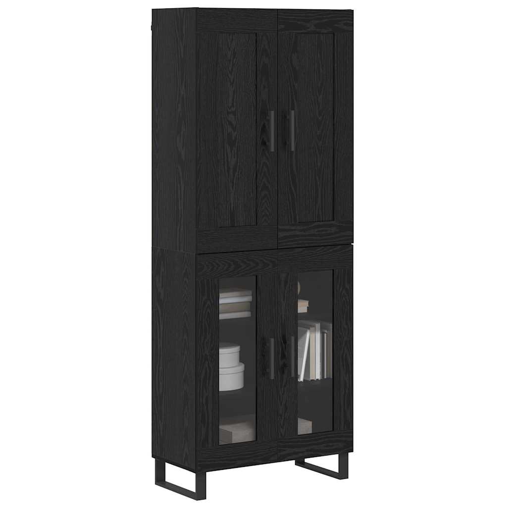 Bufet Stejar Negru 69,5 x 34 x 180 cm Lemn compozit — imaginea 4