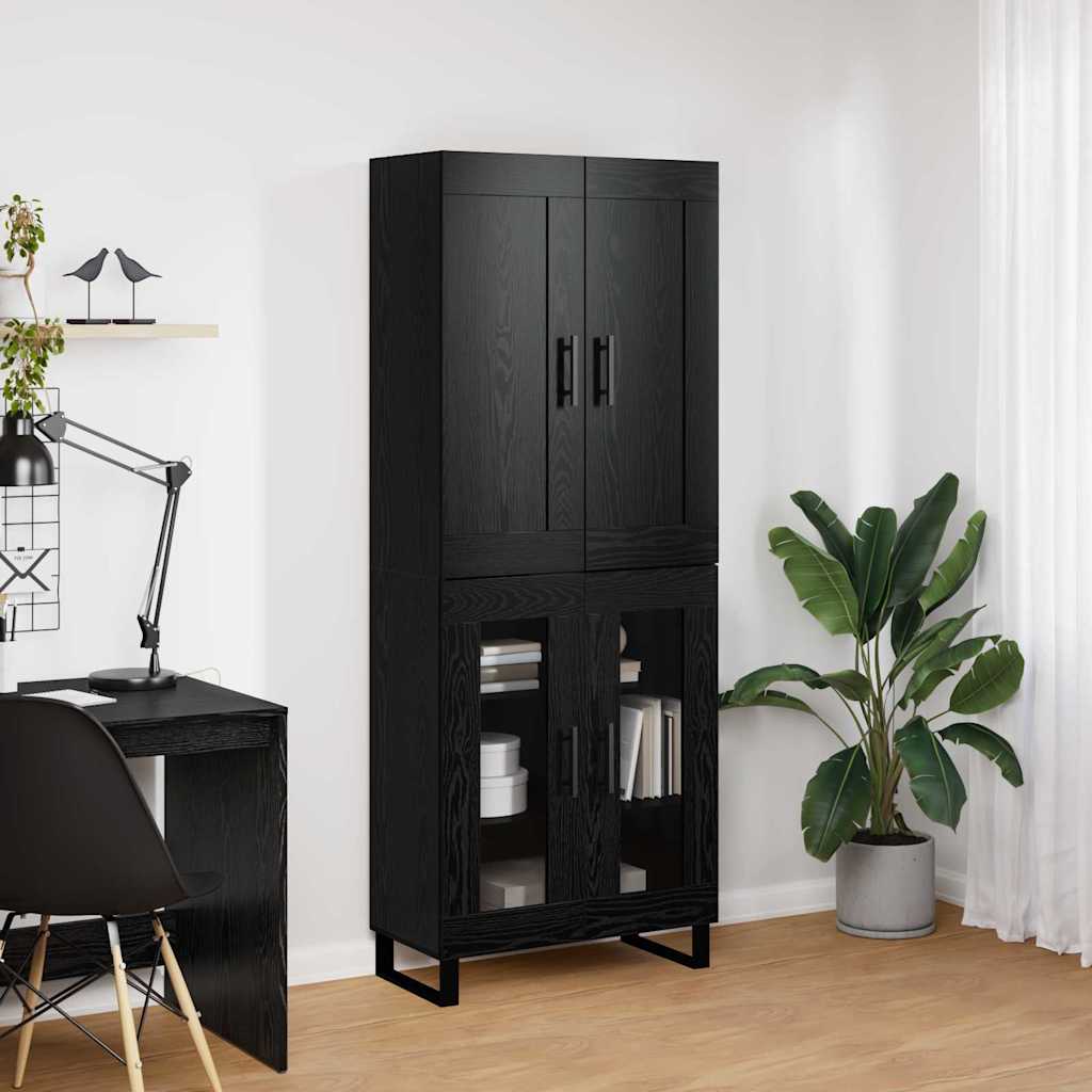 Bufet Stejar Negru 69,5 x 34 x 180 cm Lemn compozit — imaginea 5