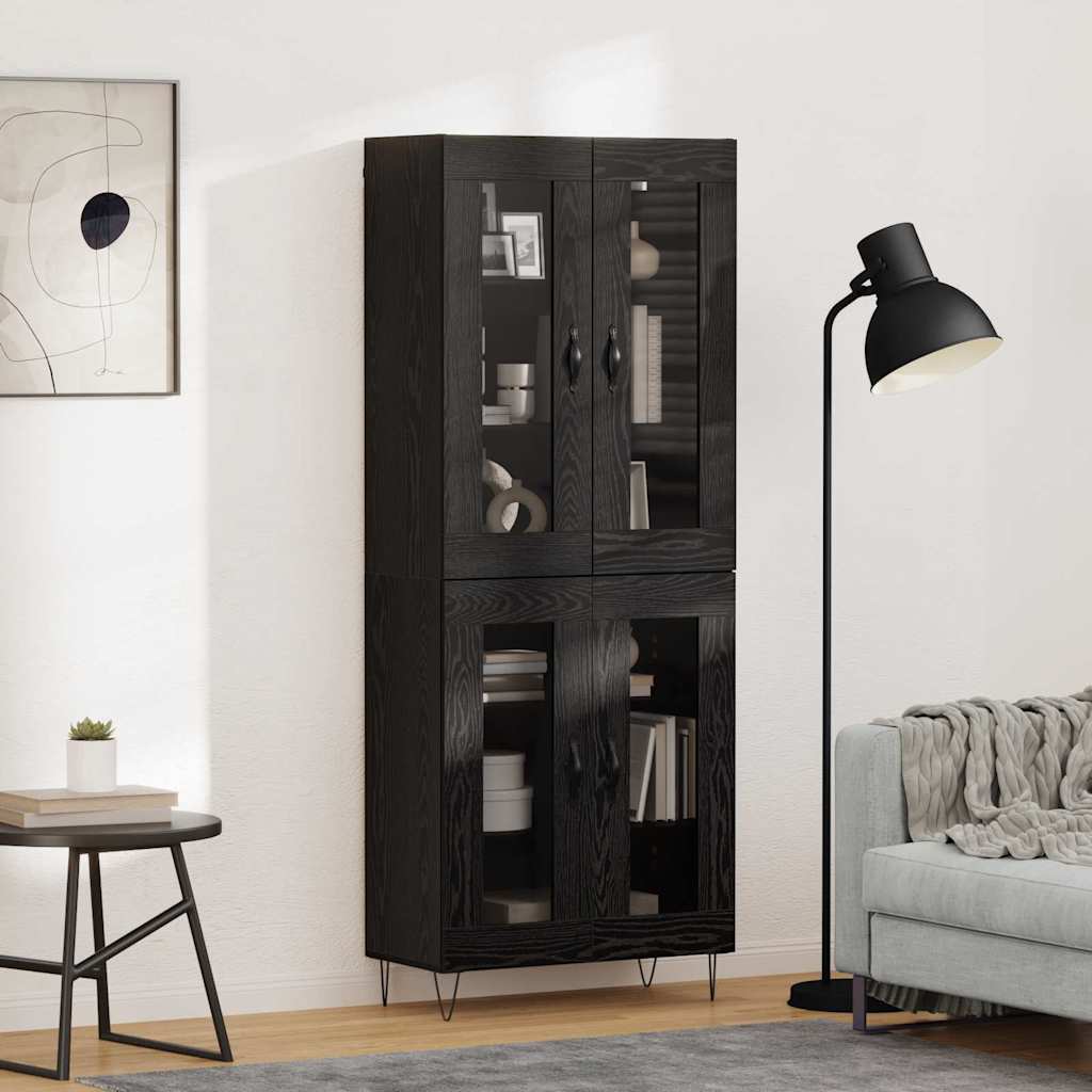 Bufet Stejar Negru 69,5 x 34 x 180 cm Lemn compozit — imaginea 2