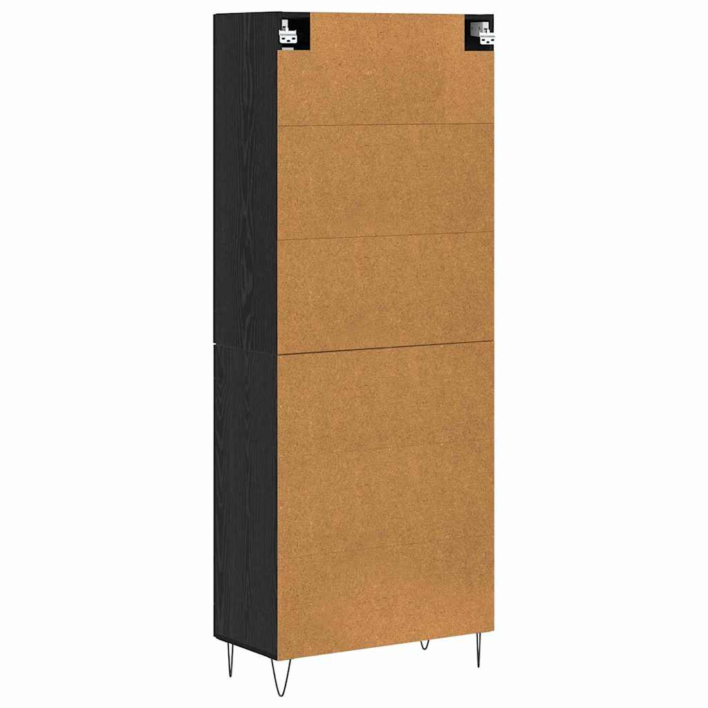 Bufet Stejar Negru 69,5 x 34 x 180 cm Lemn compozit — imaginea 3