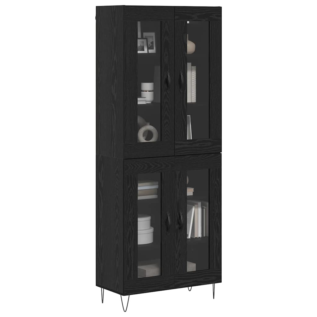 Bufet Stejar Negru 69,5 x 34 x 180 cm Lemn compozit — imaginea 4