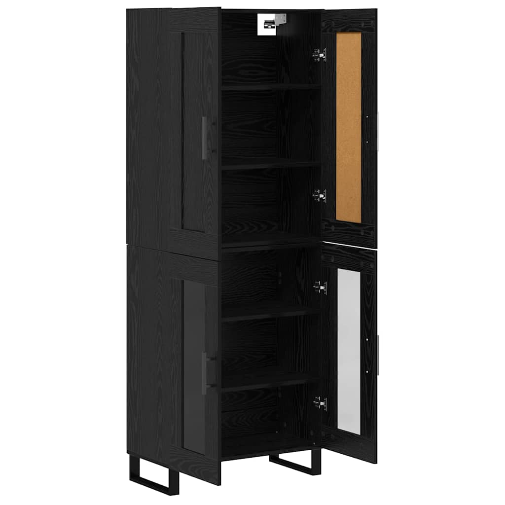 Bufet Stejar Negru 69,5 x 34 x 180 cm Lemn compozit — imaginea 8