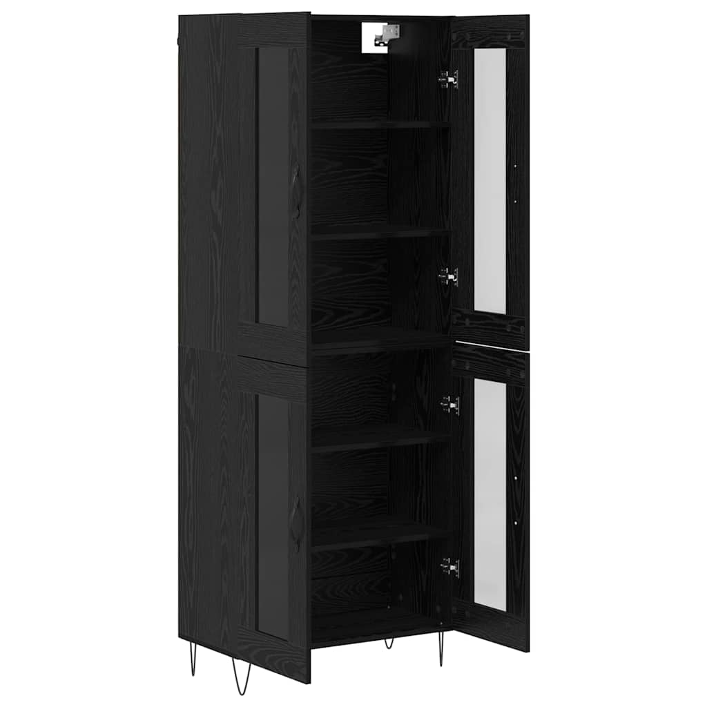 Bufet Stejar Negru 69,5 x 34 x 180 cm Lemn compozit — imaginea 8