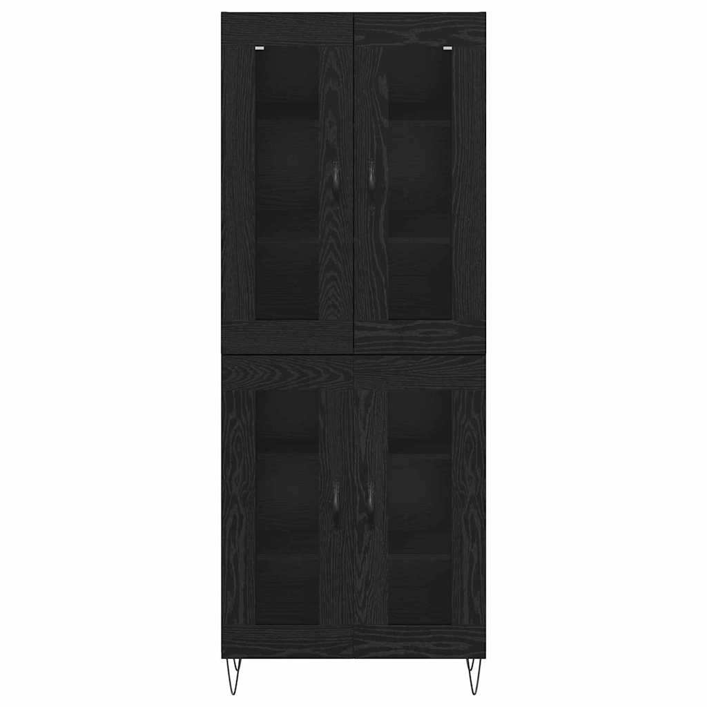 Bufet Stejar Negru 69,5 x 34 x 180 cm Lemn compozit — imaginea 9