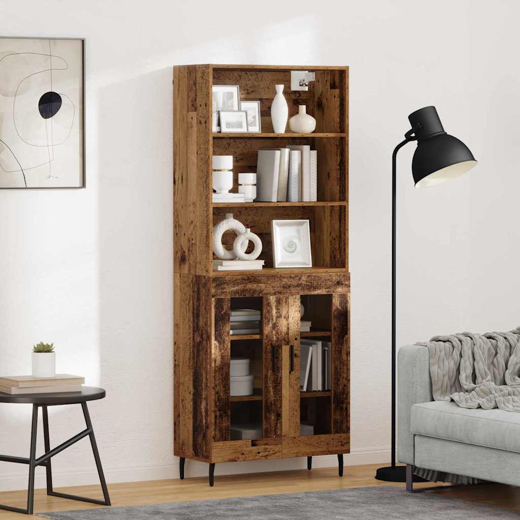 Bufet Lemn Vechi 69,5 x 34 x 180 cm Lemn Stratificat si Sticla — imaginea 2