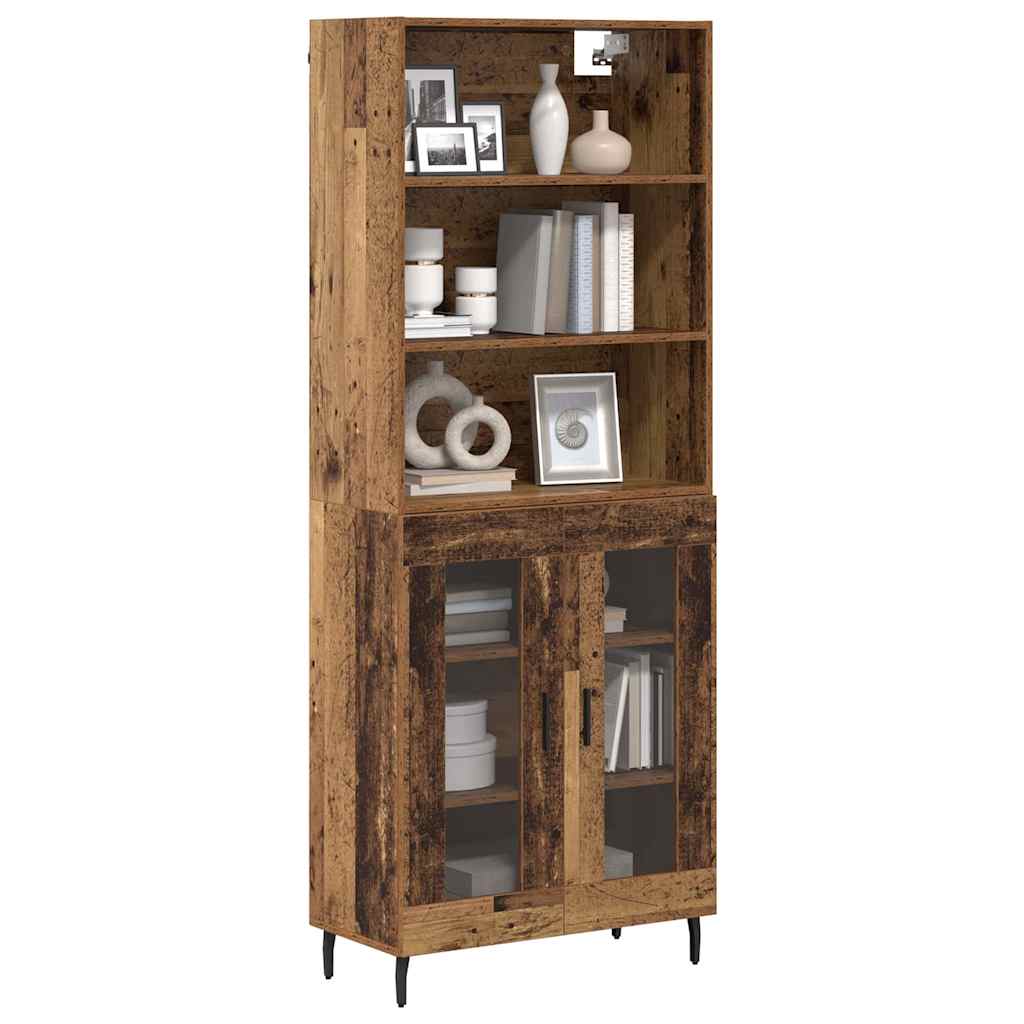 Bufet Lemn Vechi 69,5 x 34 x 180 cm Lemn Stratificat si Sticla — imaginea 4