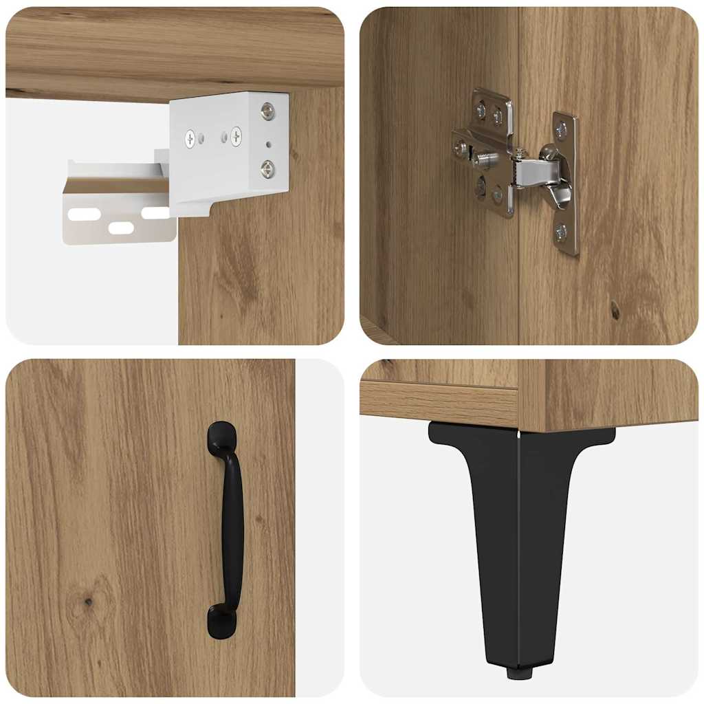 Bufet 2 pcs Stejar Artizanal Lemn compozit — imaginea 10