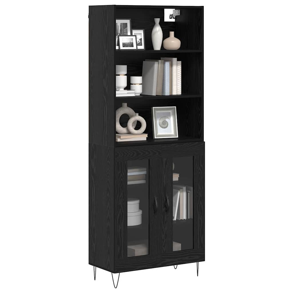 Bufet Stejar Negru 69,5 x 34 x 180 cm Lemn compozit — imaginea 4