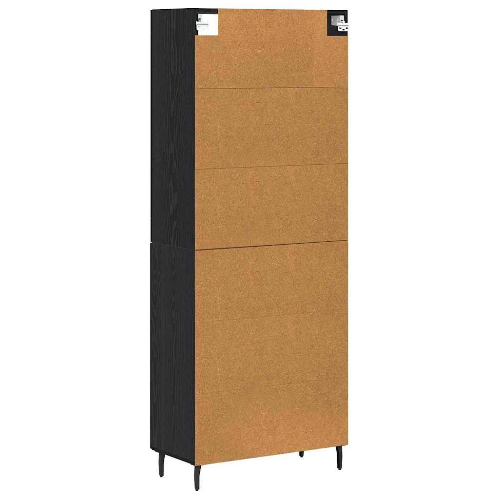 Bufet 2 pcs Stejar Negru Lemn Stratificat si Sticla — imaginea 3
