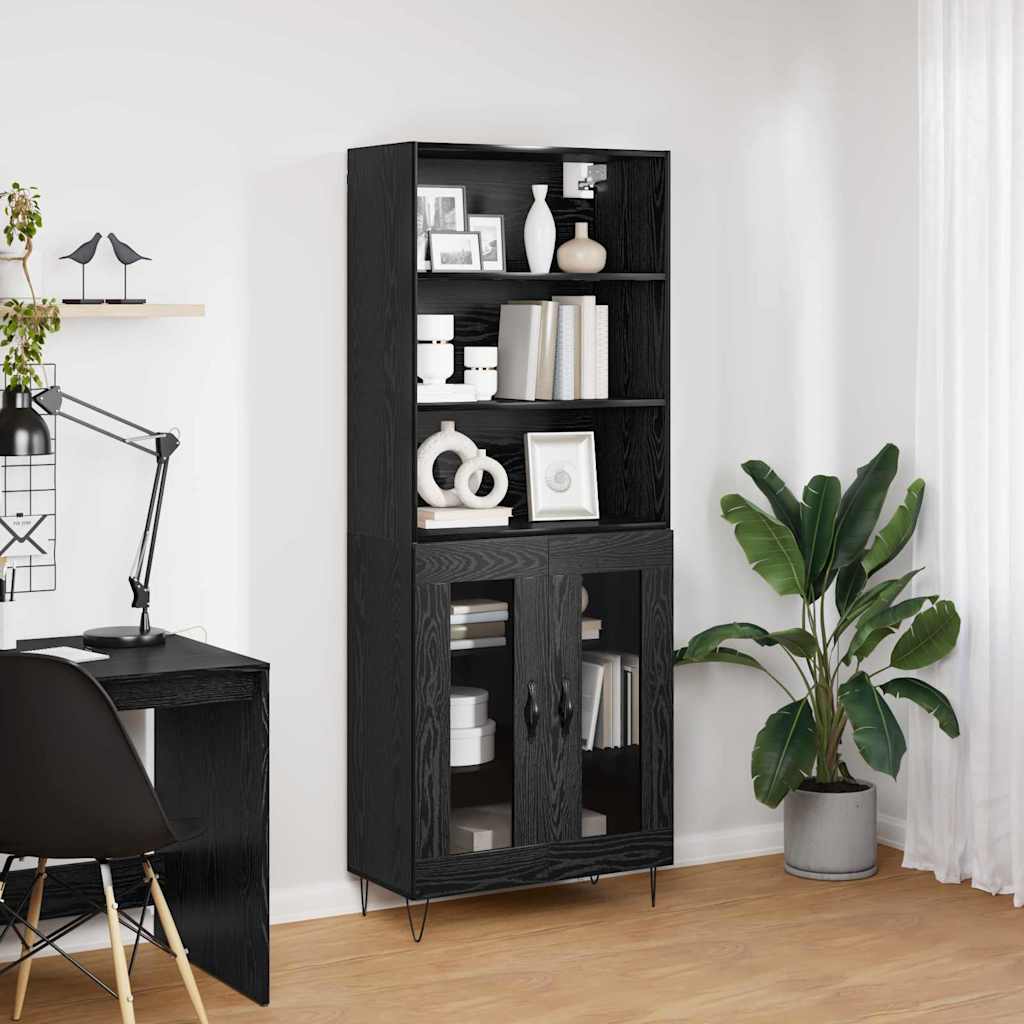 Bufet Stejar Negru 69,5 x 34 x 180 cm Lemn compozit — imaginea 5