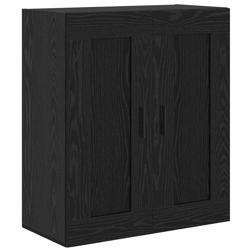 Bufet 2 pcs Stejar Negru Lemn Stratificat si Sticla — imaginea 6